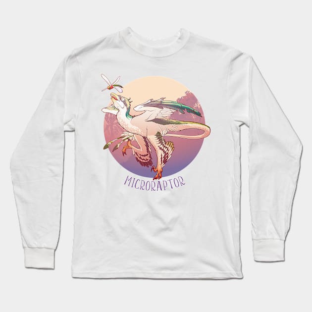 Hunting Microraptor Long Sleeve T-Shirt by AntonVTokarev